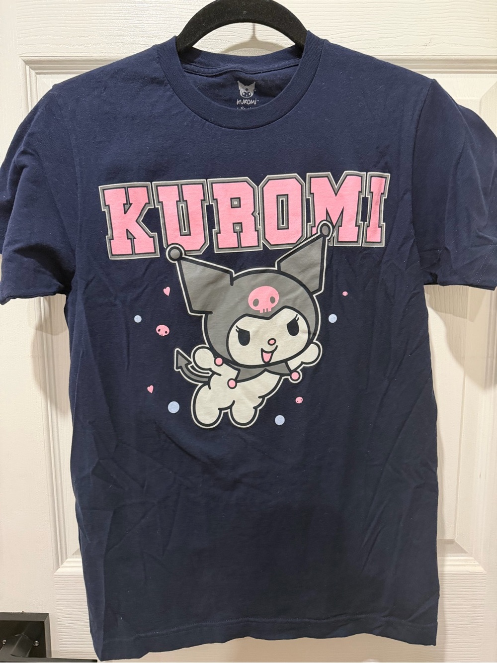 Kuromi Graphic Tee in Navy with Pink Accents